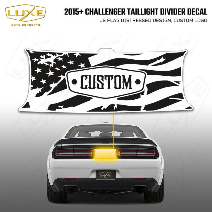 2015+ Challenger Taillight Center Divider Decal - US Flag Distressed Design, Custom Logo