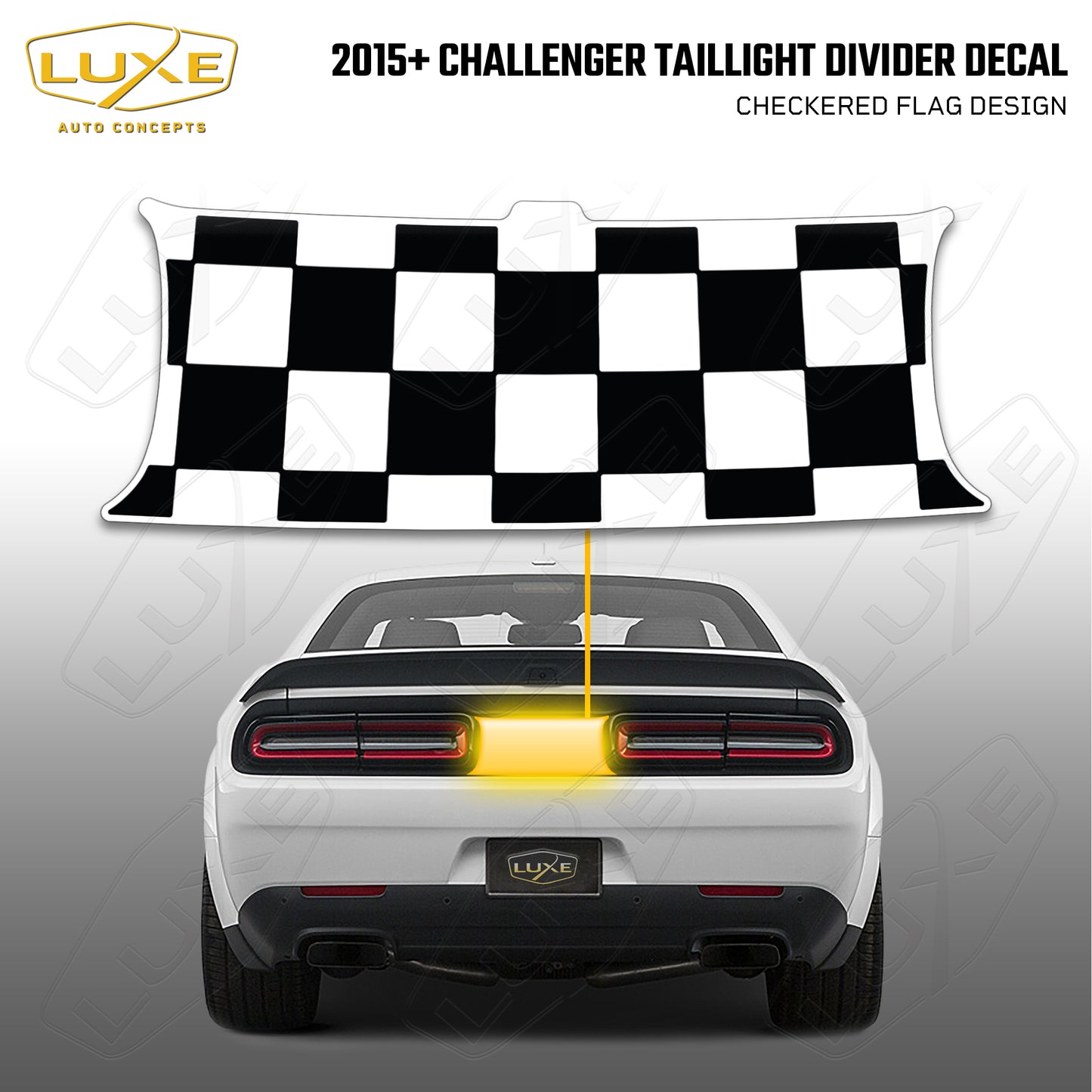 2015+ Challenger Taillight Center Divider Decal - Checkered Flag Design Kit