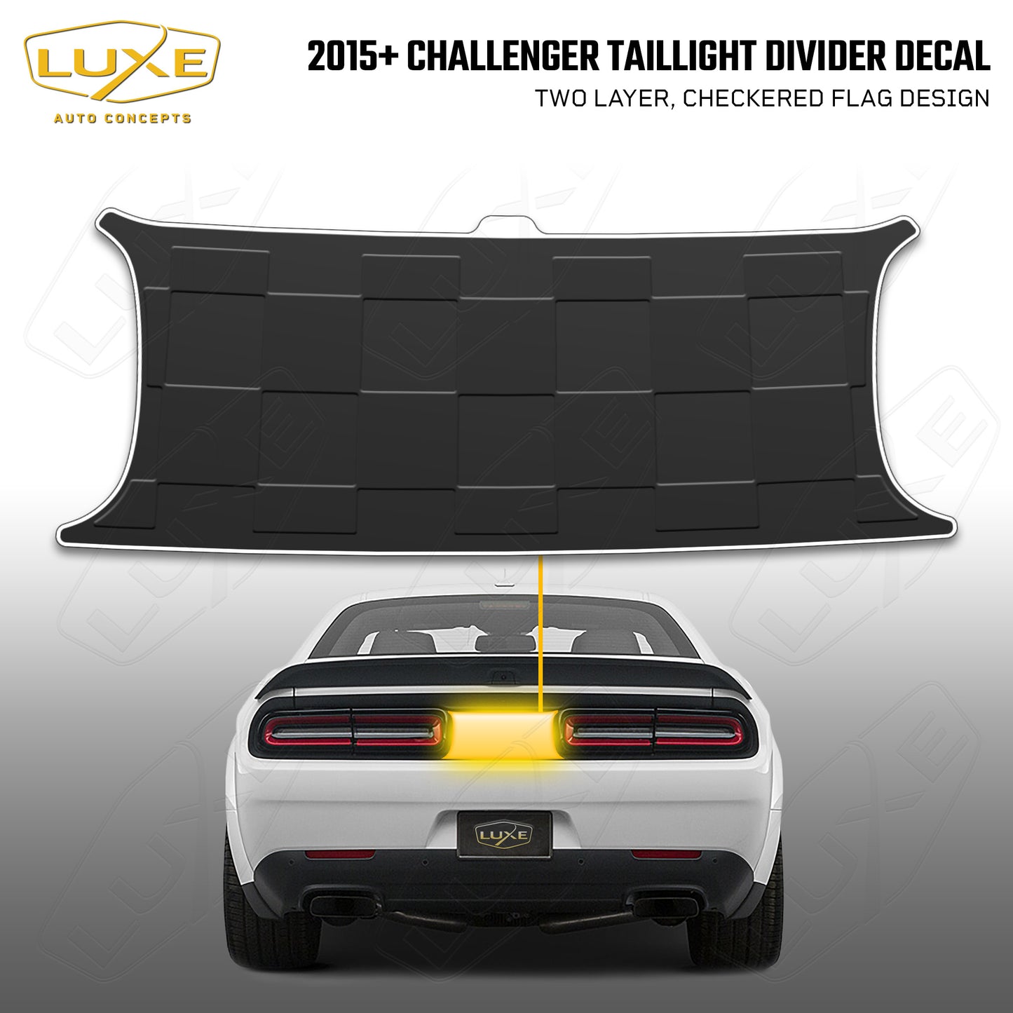 2015+ Challenger Taillight Center Divider Decal - Checkered Flag Design Kit