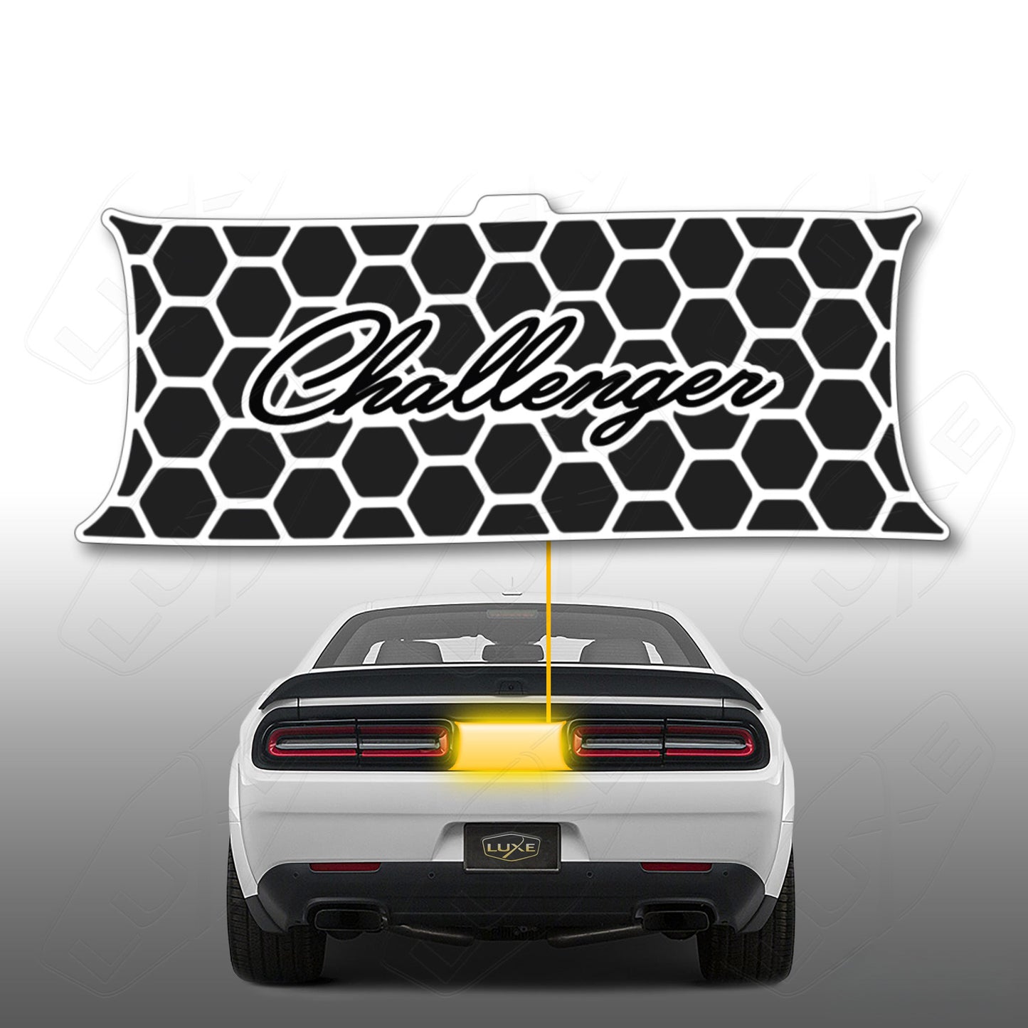 2015+ Challenger Taillight Center Divider Decal - Honeycomb Design, Challenger Script Logo Kit