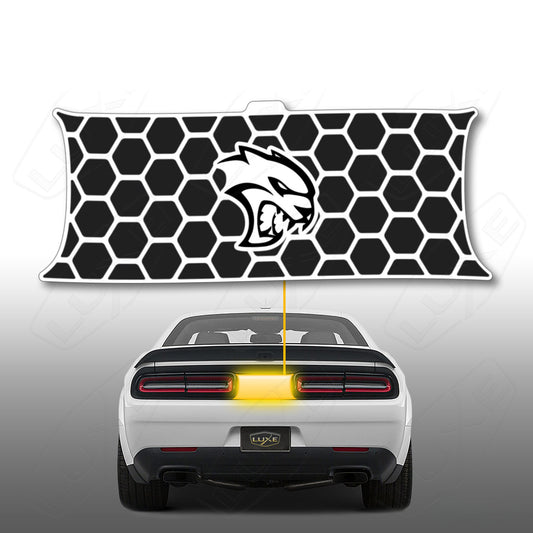 2015+ Challenger Taillight Center Divider Decal - Honeycomb Design, Hellcat Head Logo Kit