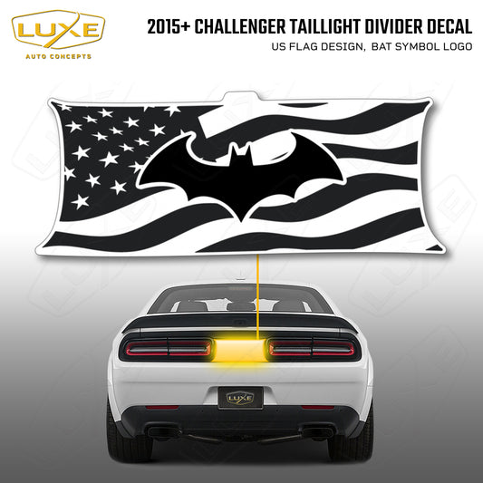 2015+ Challenger Taillight Center Divider Decal - US Flag Design, Bat Symbol Kit