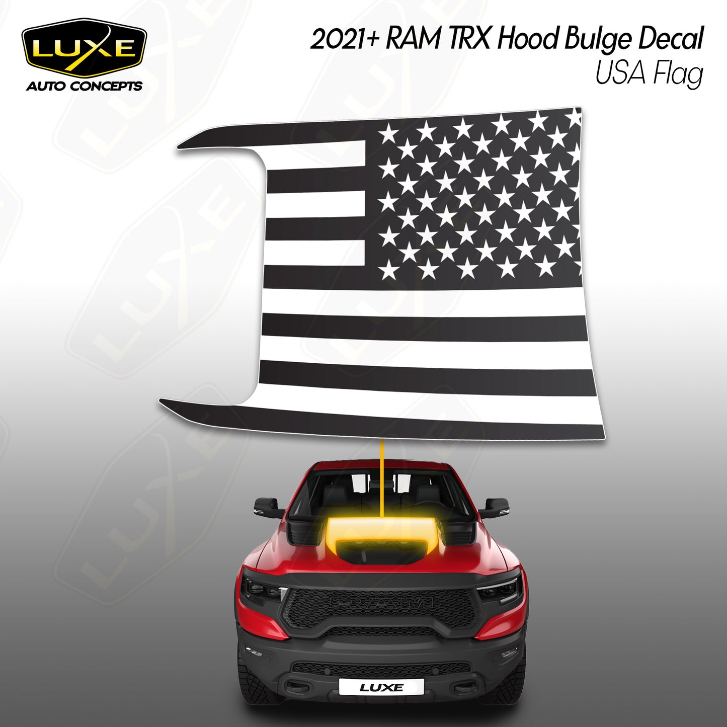 RAM TRX Hood Bulge Decal Kit - USA Flag