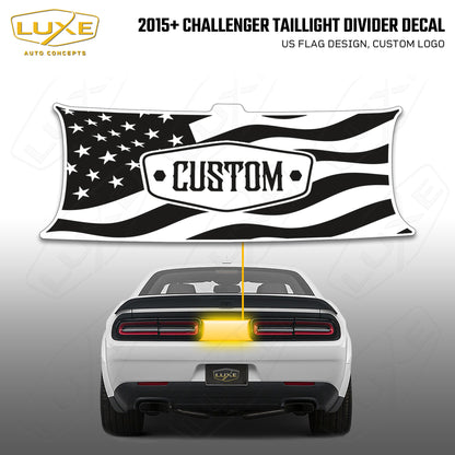 2015+ Challenger Taillight Center Divider Decal - US Flag Design, Custom Logo