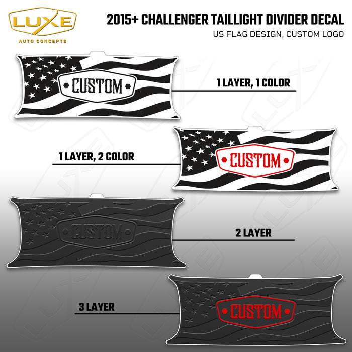 2015+ Challenger Taillight Center Divider Decal - US Flag Design, Custom Logo