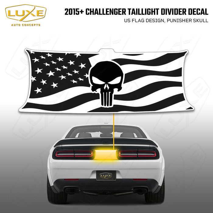 2015+ Challenger Taillight Center Divider Decal - US Flag Design, Punisher Skull