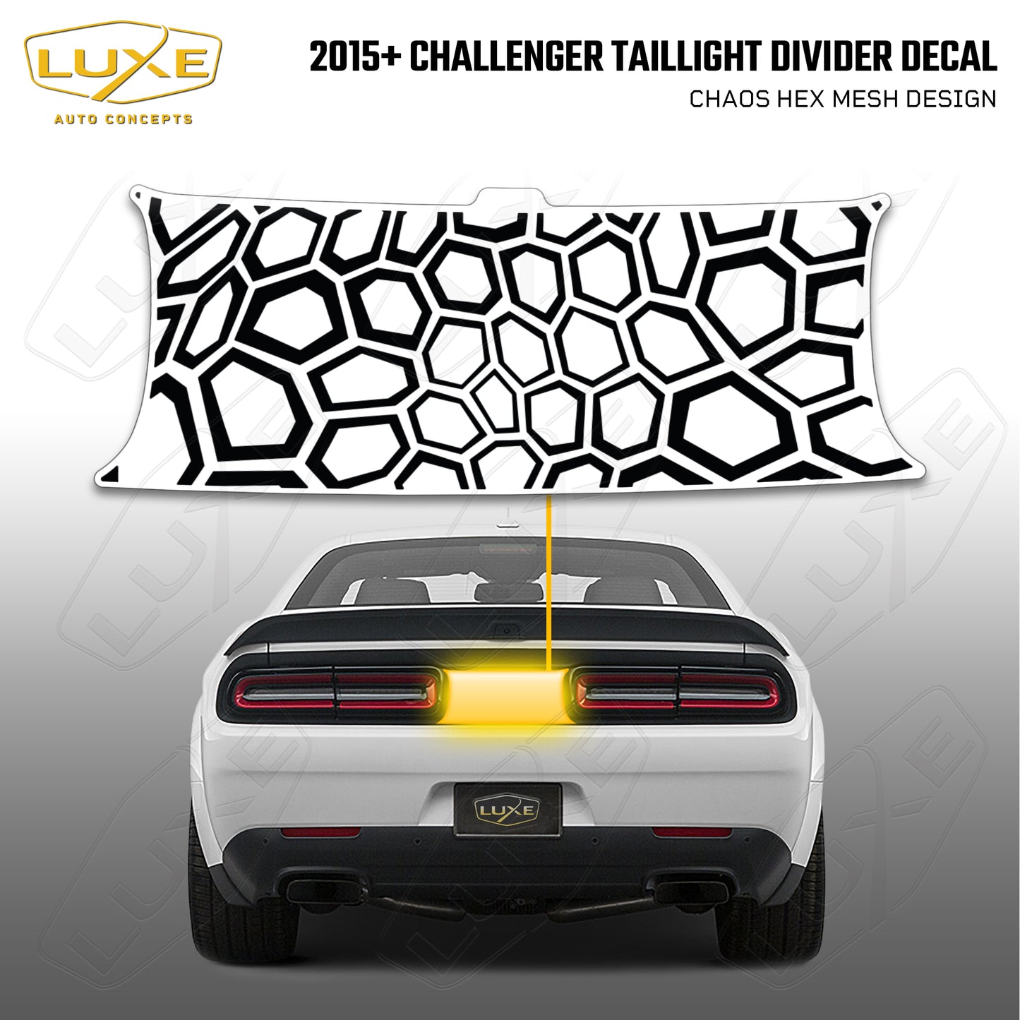 2015+ Challenger Taillight Center Divider Decal - Chaos Hex Mesh Design Kit