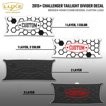 2015+ Challenger Taillight Center Divider Decal - Broken Honeycomb Design, Custom Logo