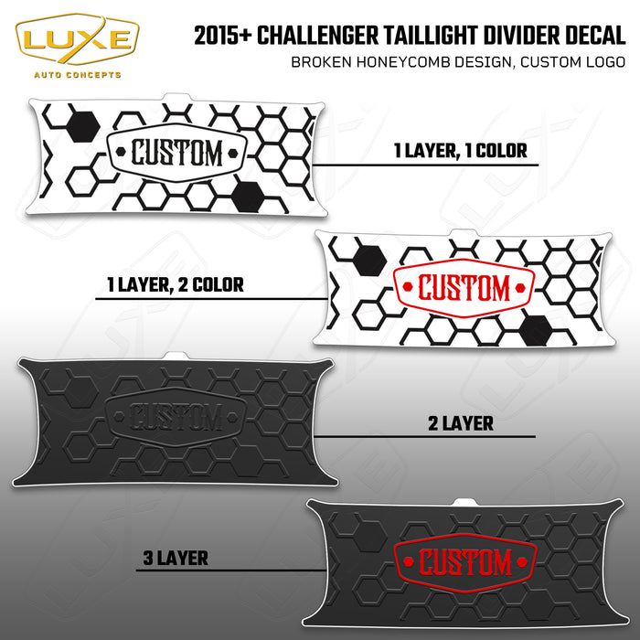2015+ Challenger Taillight Center Divider Decal - Broken Honeycomb Design, Custom Logo