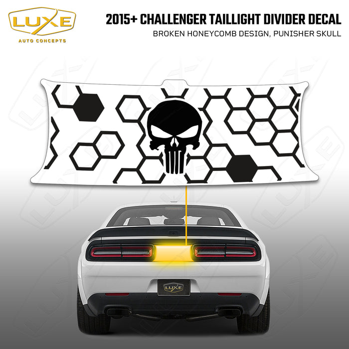 2015+ Challenger Taillight Center Divider Decal - Broken Honeycomb Design, Punisher Skull