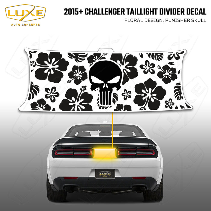 2015+ Challenger Taillight Center Divider Decal - Floral Design, Punisher Skull