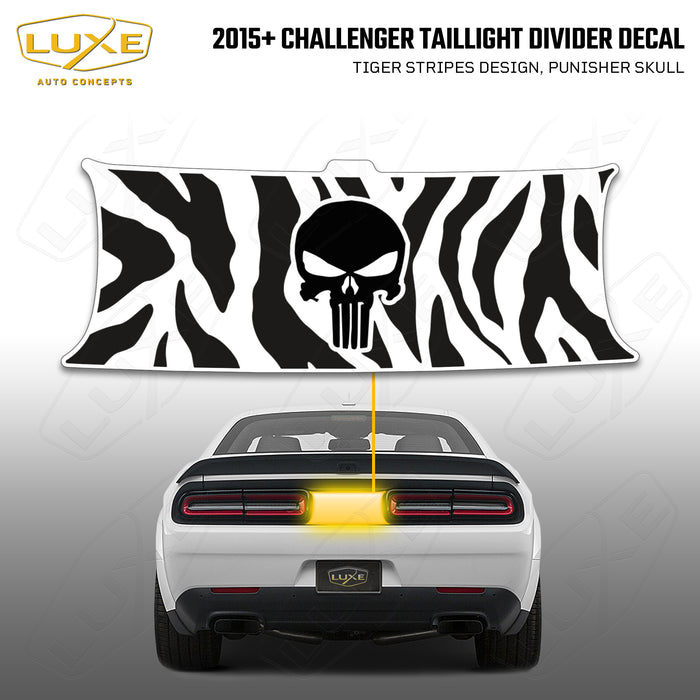 2015+ Challenger Taillight Center Divider Decal - Tiger Stripes Design, Punisher Skull