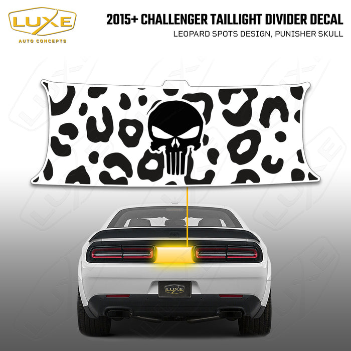 2015+ Challenger Taillight Center Divider Decal - Leopard Spots Design, Punisher Skull