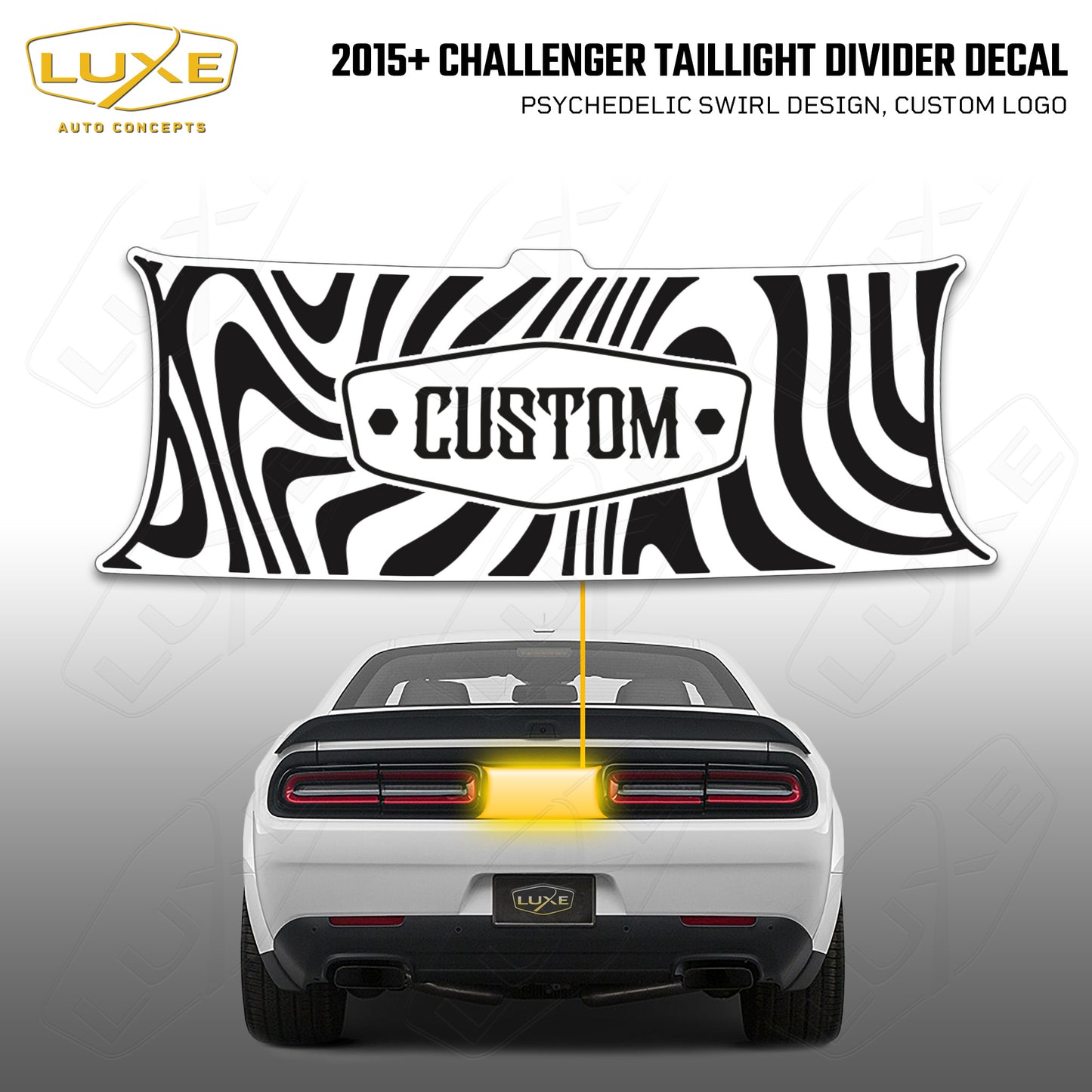 2015+ Challenger Taillight Center Divider Decal - Psychedelic Swirl Design, Custom Logo Kit