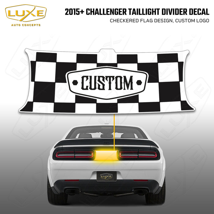 2015+ Challenger Taillight Center Divider Decal - Checkered Flag Design, Custom Logo