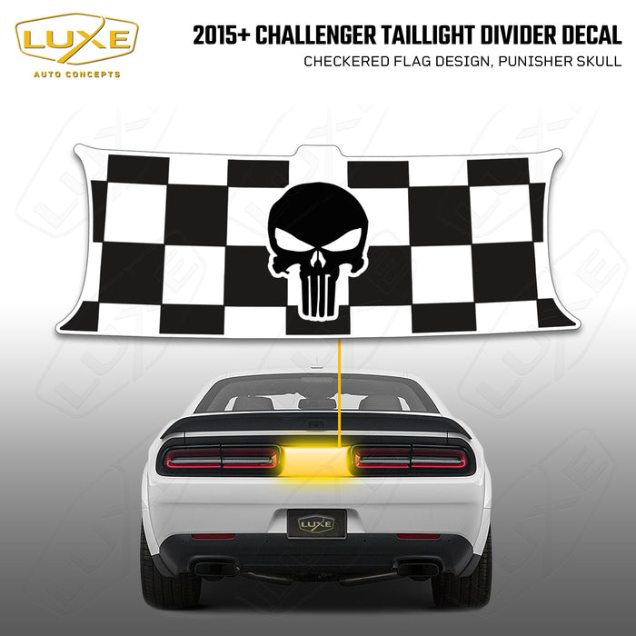 2015+ Challenger Taillight Center Divider Decal - Checkered Flag Design, Punisher Skull