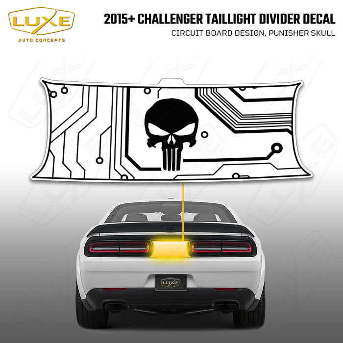 2015+ Challenger Taillight Center Divider Decal - Circuit Board Design, Punisher Skull