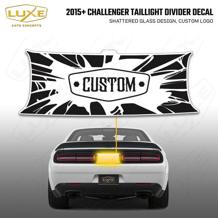 2015+ Challenger Taillight Center Divider Decal - Shattered Glass Design, Custom Logo