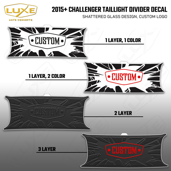 2015+ Challenger Taillight Center Divider Decal - Shattered Glass Design, Custom Logo