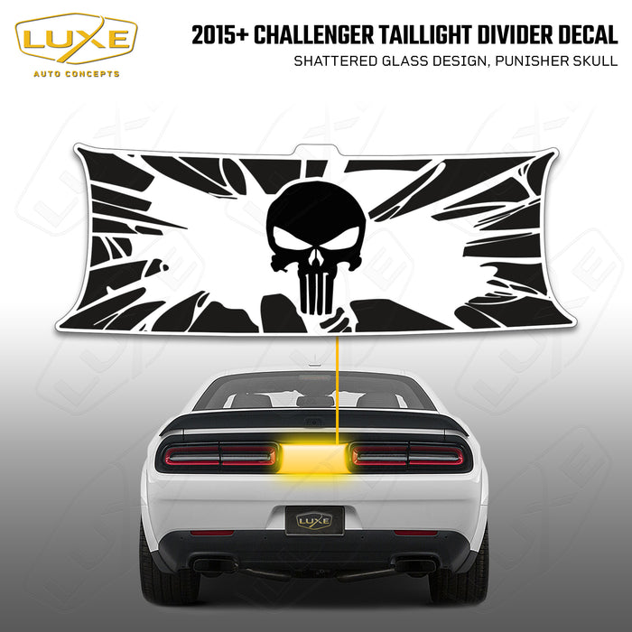 2015+ Challenger Taillight Center Divider Decal - Shattered Glass Design, Punisher Skull