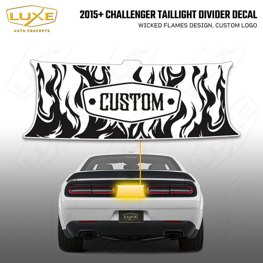2015+ Challenger Taillight Center Divider Decal - Wicked Flames Design, Custom Logo