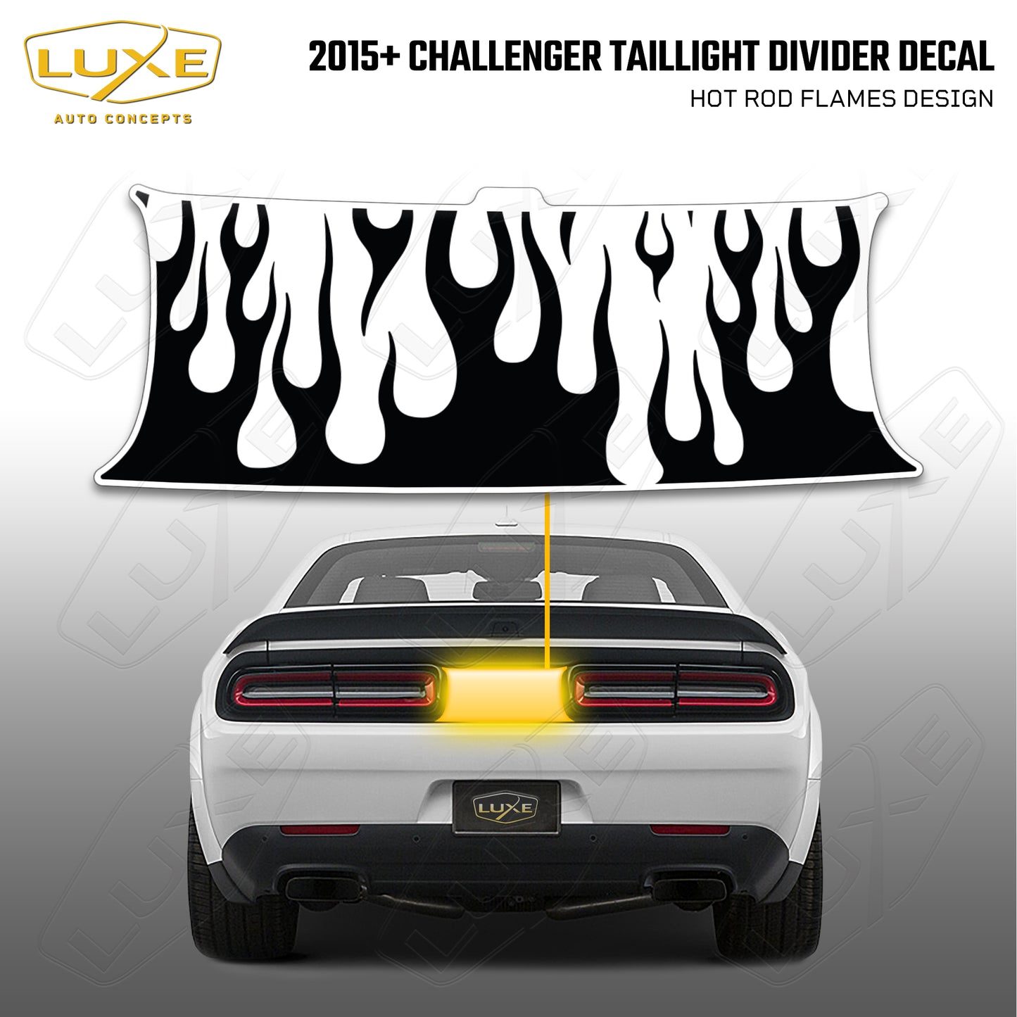 2015+ Challenger Taillight Center Divider Decal - Hot Rod Flames Design