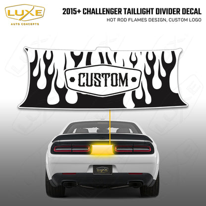 2015+ Challenger Taillight Center Divider Decal - Hot Rod Flames Design, Custom Logo