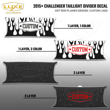 2015+ Challenger Taillight Center Divider Decal - Hot Rod Flames Design, Custom Logo Kit