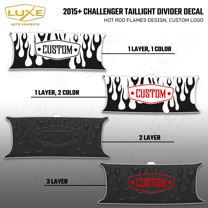 2015+ Challenger Taillight Center Divider Decal - Hot Rod Flames Design, Custom Logo
