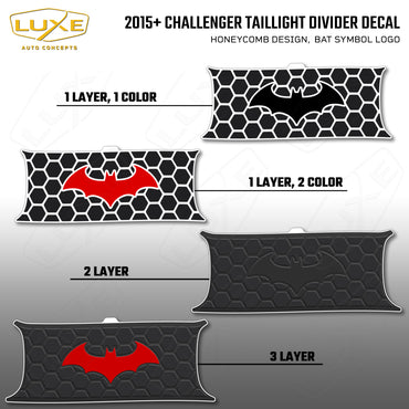 2015+ Challenger Taillight Center Divider Decal - Honeycomb Design, Bat Symbol Kit