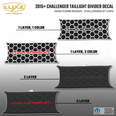 2015+ Challenger Taillight Center Divider Decal - Honeycomb Design, Challenger GT Caps Kit