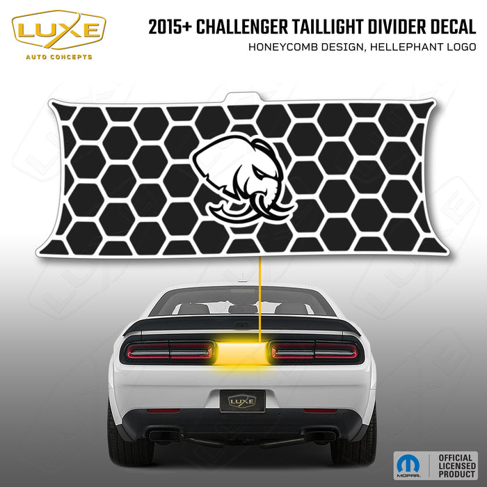 2015+ Challenger Taillight Center Divider Decal - Honeycomb Design, Hellephant Logo