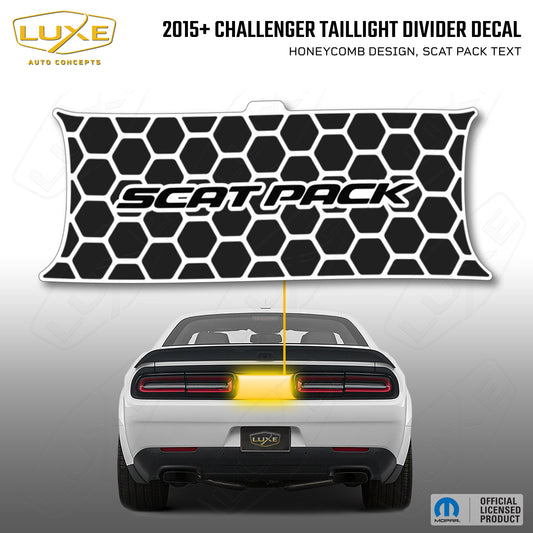 2015+ Challenger Taillight Center Divider Decal - Honeycomb Design, Scat Pack Text Kit