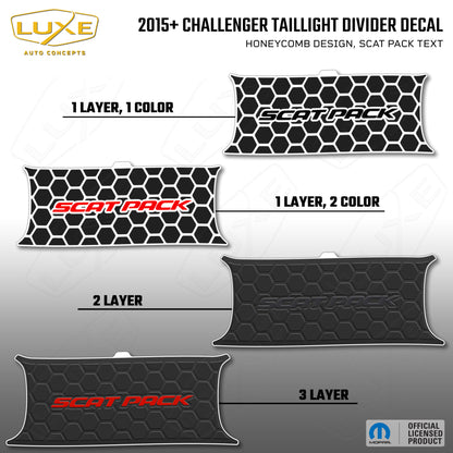 2015+ Challenger Taillight Center Divider Decal - Honeycomb Design, Scat Pack Text Kit