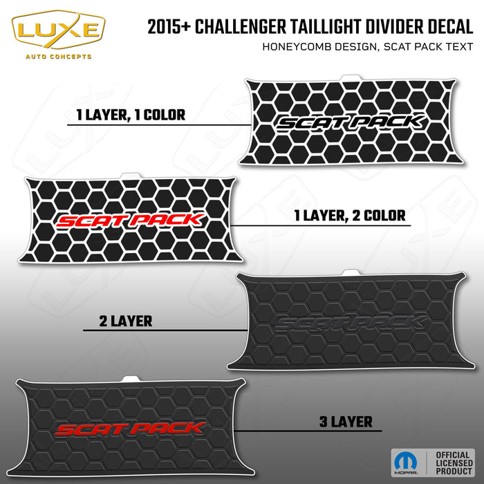 2015+ Challenger Taillight Center Divider Decal - Honeycomb Design, Scat Pack Text