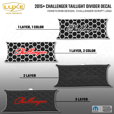 2015+ Challenger Taillight Center Divider Decal - Honeycomb Design, Challenger Script Logo Kit
