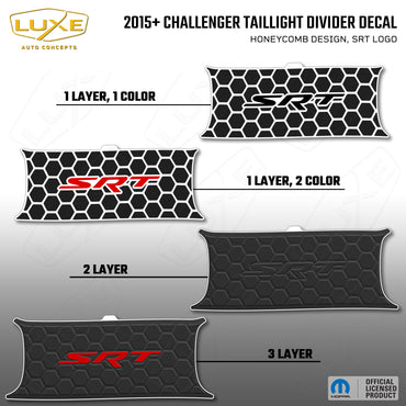 2015+ Challenger Taillight Center Divider Decal - Honeycomb Design, SRT Logo Kit