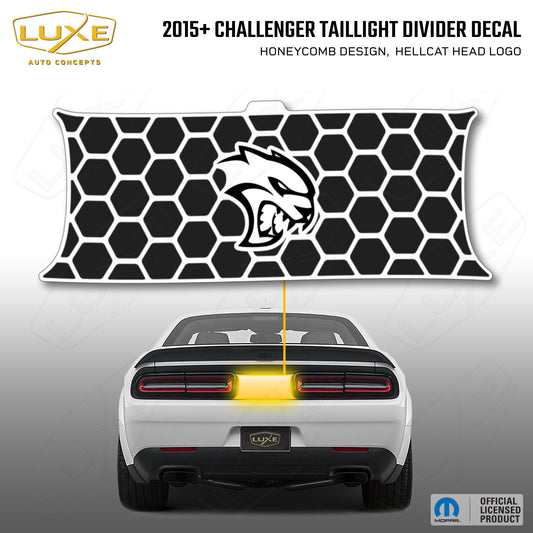 2015+ Challenger Taillight Center Divider Decal - Honeycomb Design, Hellcat Head Logo Kit