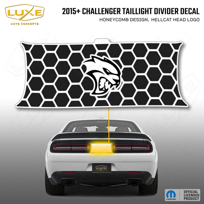 2015+ Challenger Taillight Center Divider Decal - Honeycomb Design, Hellcat Head Logo