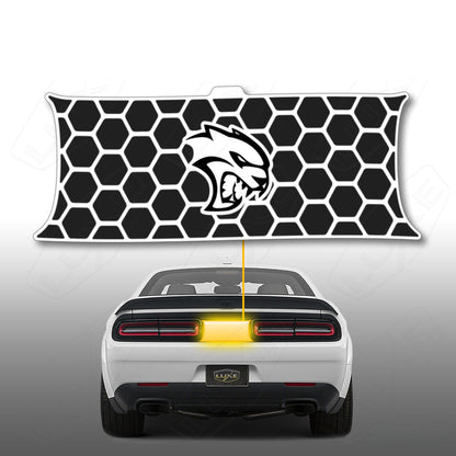 2015+ Challenger Taillight Center Divider Decal - Honeycomb Design, Hellcat Head Logo Kit