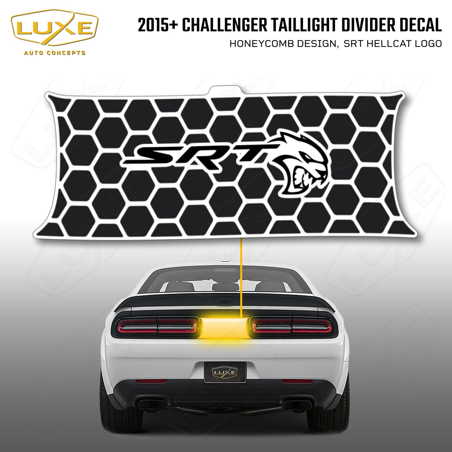 2015+ Challenger Taillight Center Divider Decal - Honeycomb Design, SRT Hellcat Logo