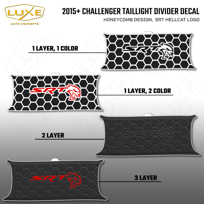 2015+ Challenger Taillight Center Divider Decal - Honeycomb Design, SRT Hellcat Logo