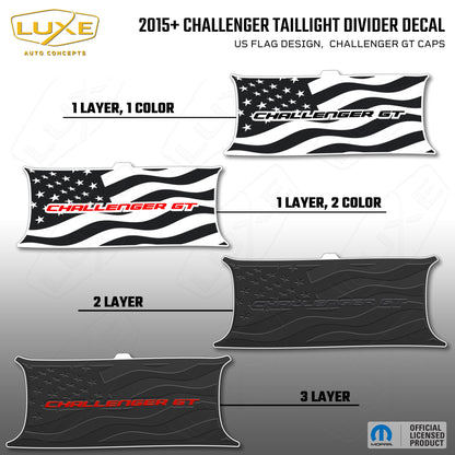 2015+ Challenger Taillight Center Divider Decal - US Flag Design, Challenger GT Caps Kit