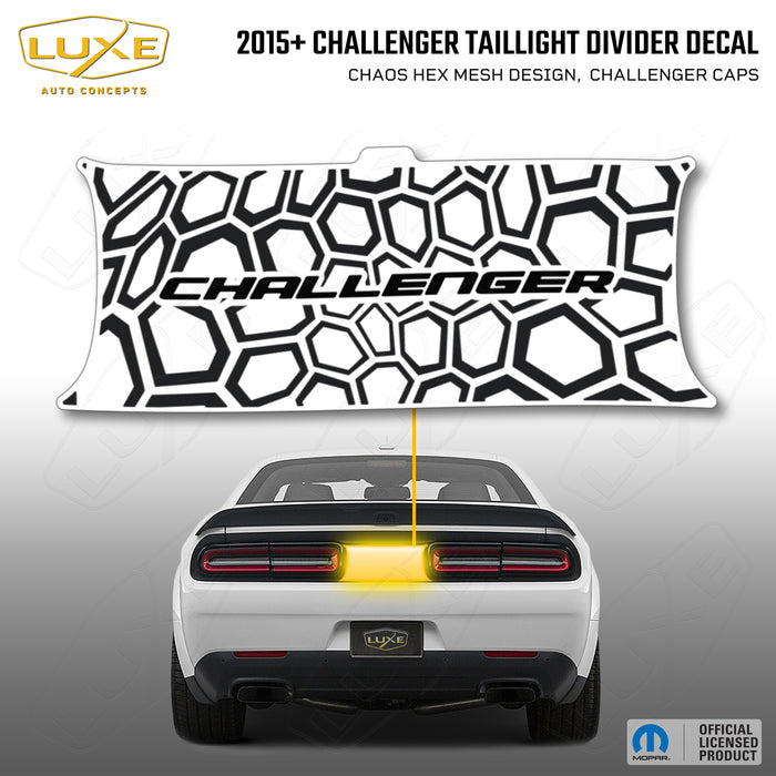 2015+ Challenger Taillight Center Divider Decal - Chaos Hex Mesh Design, Challenger Caps