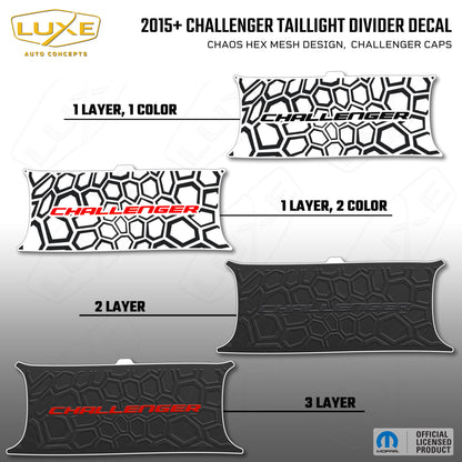 2015+ Challenger Taillight Center Divider Decal - Chaos Hex Mesh Design, Challenger Caps Kit