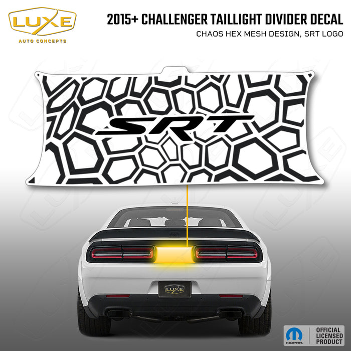 2015+ Challenger Taillight Center Divider Decal - Chaos Hex Mesh Design, SRT Logo