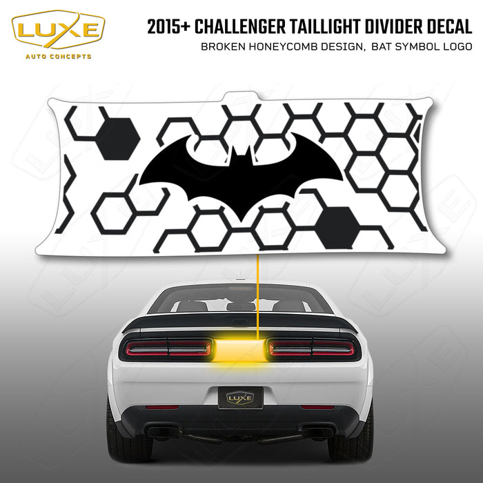 2015+ Challenger Taillight Center Divider Decal - Broken Honeycomb Design, Bat Symbol