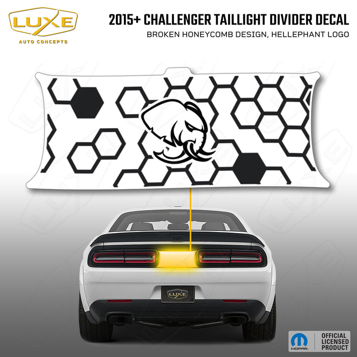 2015+ Challenger Taillight Center Divider Decal - Broken Honeycomb Design, Hellephant Logo