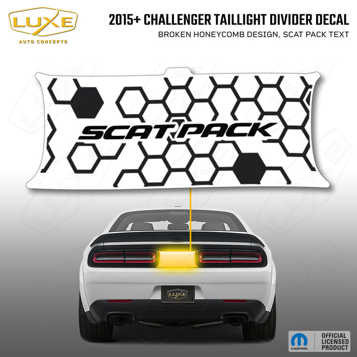 2015+ Challenger Taillight Center Divider Decal - Broken Honeycomb Design, Scat Pack Text