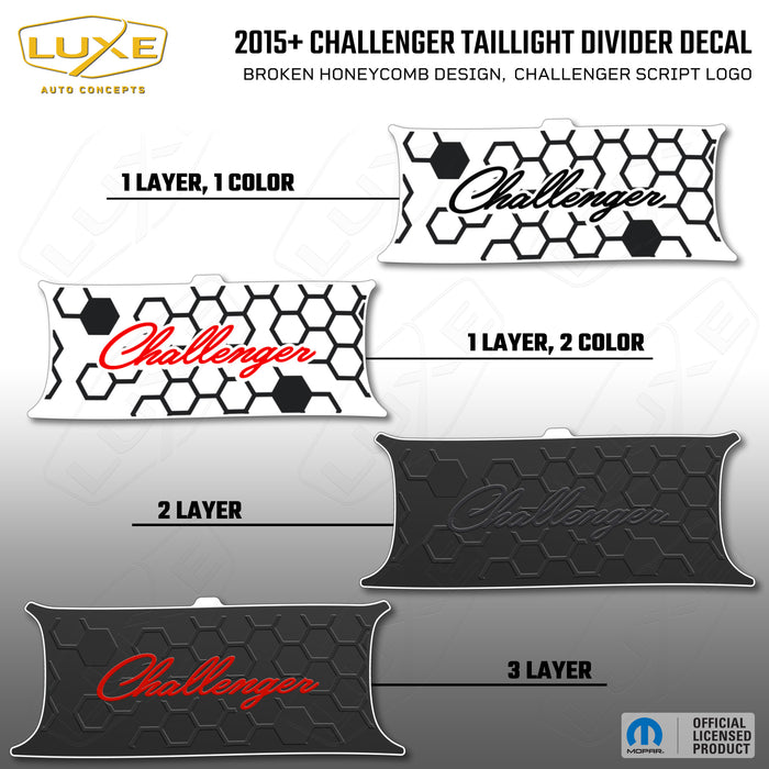 2015+ Challenger Taillight Center Divider Decal - Broken Honeycomb Design, Challenger Script Logo